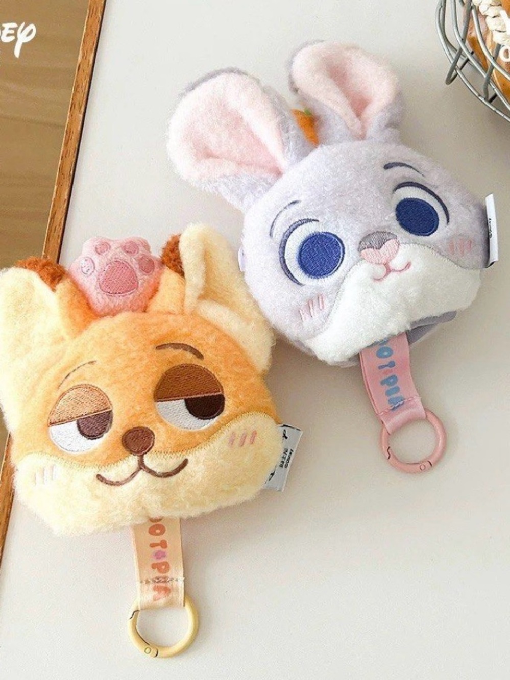 New Disney Zootopia Plush Coin Purse Keychain Set of Two Judy & Nick